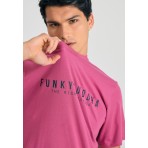 Funky Buddha Ανδρικό Κοντομάνικο T-Shirt Ροζ
