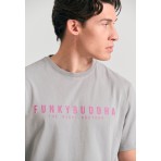 Funky Buddha Ανδρικό Κοντομάνικο T-Shirt Γκρι