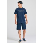Funky Buddha Ανδρικό Κοντομάνικο T-Shirt Μπλε Σκούρο