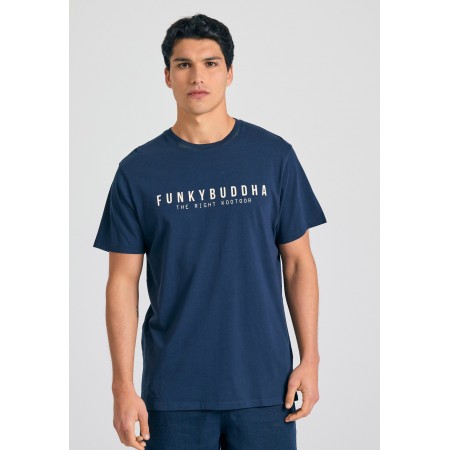 Funky Buddha Ανδρικό Κοντομάνικο T-Shirt Μπλε Σκούρο