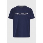 Funky Buddha Ανδρικό Κοντομάνικο T-Shirt Μπλε Σκούρο