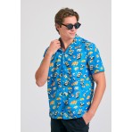 Funky Buddha Ανδρικό Πουκάμισο Με Κοντό Μανίκι (FBM011-011-05-ELECTRIC-INDIGO)