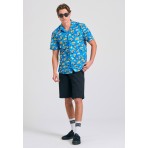 Funky Buddha Ανδρικό Πουκάμισο Με Κοντό Μανίκι (FBM011-011-05-ELECTRIC-INDIGO)