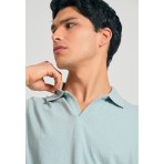 Funky Buddha Ανδρική Μπλούζα Με Γιακά Πόλο (FBM011-012-11-LT-AQUA)