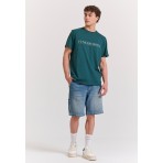 Funky Buddha Ανδρικό Κοντομάνικο T-Shirt Πετρόλ
