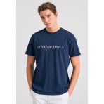 Funky Buddha Ανδρικό Κοντομάνικο T-Shirt Μπλε Σκούρο