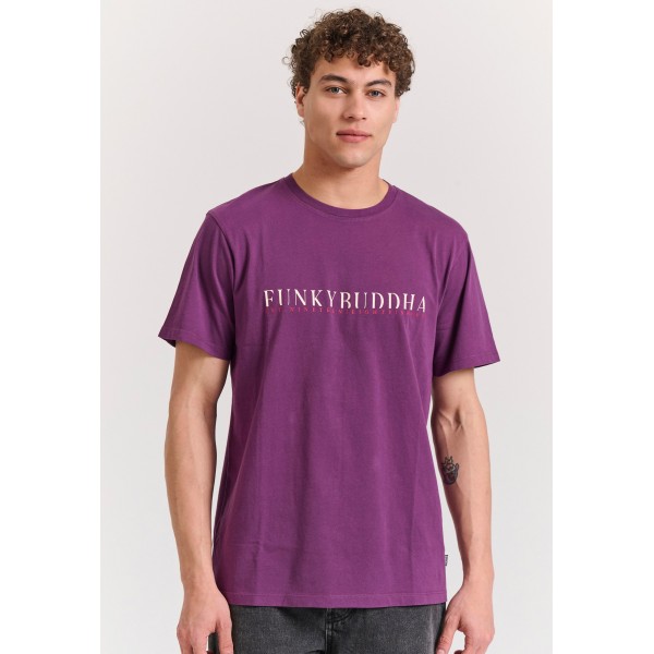 Funky Buddha Ανδρική Μπλούζα Κοντό Με Τύπωμα (FBM011-015-04-PLUM)