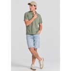 Funky Buddha Garment Dyed Ανδρική κοντομάνικη Μπλούζα Πόλο Χακί