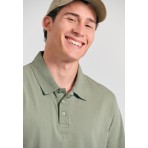 Funky Buddha Garment Dyed Ανδρική κοντομάνικη Μπλούζα Πόλο Χακί