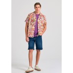 Funky Buddha Ανδρικό Πουκάμισο Με Κοντό Μανίκι (FBM011-016-05-CHALK)