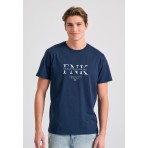 Funky Buddha Ανδρικό Κοντομάνικο T-Shirt Μπλε Σκούρο
