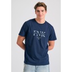 Funky Buddha Ανδρικό Κοντομάνικο T-Shirt Μπλε Σκούρο