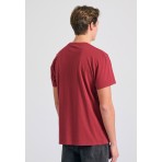 Funky Buddha Ανδρικό Κοντομάνικο T-Shirt Βυσσινί