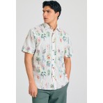 Funky Buddha Linen Blend Resort Ανδρικό Κοντομάνικο Πουκάμισο Εκρού