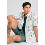 Funky Buddha Linen Blend Resort Ανδρικό Κοντομάνικο Πουκάμισο Εκρού