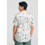 Funky Buddha Linen Blend Resort Ανδρικό Κοντομάνικο Πουκάμισο Εκρού