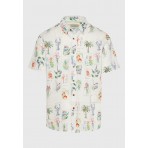 Funky Buddha Linen Blend Resort Ανδρικό Κοντομάνικο Πουκάμισο Εκρού