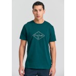 Funky Buddha Ανδρικό Κοντομάνικο T-Shirt Πετρόλ