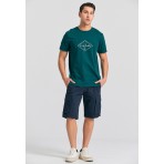 Funky Buddha Ανδρικό Κοντομάνικο T-Shirt Πετρόλ