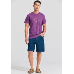 Funky Buddha Ανδρικό Κοντομάνικο T-Shirt Μωβ