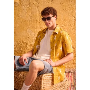 Funky Buddha Ανδρικό Πουκάμισο Με Κοντό Μανίκι (FBM011-021-05-HONEY-GOLD)