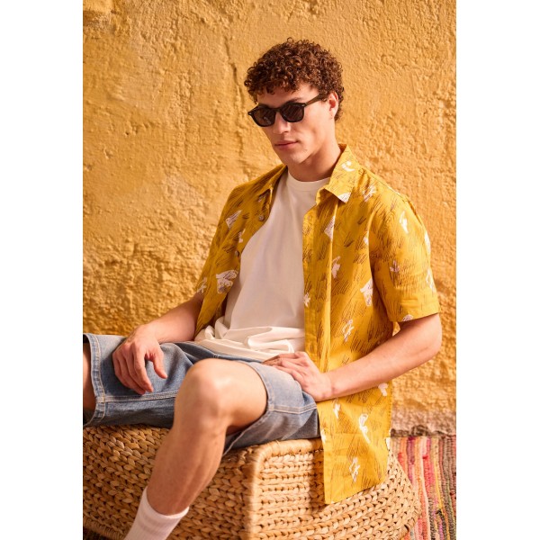 Funky Buddha Ανδρικό Πουκάμισο Με Κοντό Μανίκι (FBM011-021-05-HONEY-GOLD)