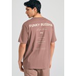 Funky Buddha Text Artwork Ανδρικό Κοντομάνικο T-Shirt Καφέ