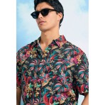 Funky Buddha Ανδρικό Πουκάμισο Με Κοντό Μανίκι (FBM011-030-05-BLACK)