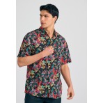 Funky Buddha Ανδρικό Πουκάμισο Με Κοντό Μανίκι (FBM011-030-05-BLACK)