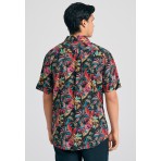 Funky Buddha Ανδρικό Πουκάμισο Με Κοντό Μανίκι (FBM011-030-05-BLACK)