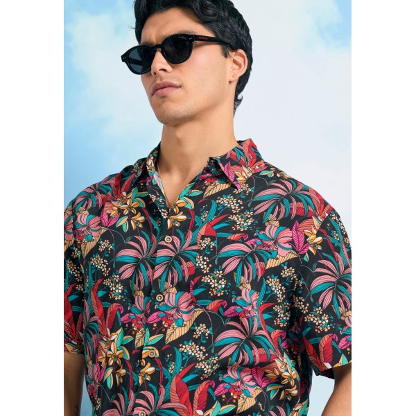 Funky Buddha Ανδρικό Πουκάμισο Με Κοντό Μανίκι (FBM011-030-05-BLACK)
