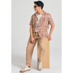 Funky Buddha Ανδρικό Πουκάμισο Με Κοντό Μανίκι (FBM011-033-05-BISCOTTI)