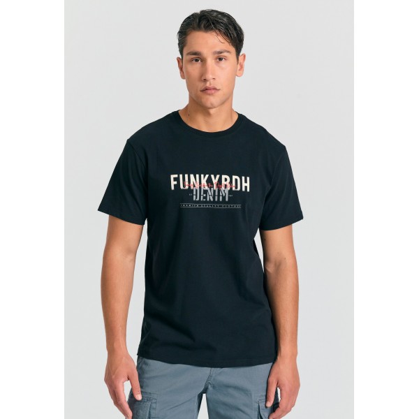 Funky Buddha Ανδρική Μπλούζα Κοντό Μανίκι Με Τύπωμα (FBM011-034-04-BLACK)