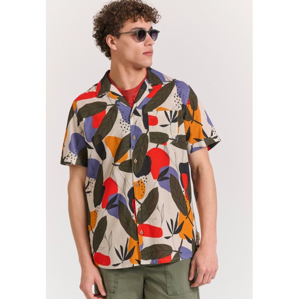 Funky Buddha Πουκάμισο Κοντομάνικο Ανδρικό (FBM011-037-05-OFF-WHITE)