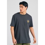 Funky Buddha Graphic Ανδρικό Κοντομάνικο T-Shirt Ανθρακί