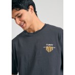 Funky Buddha Graphic Ανδρικό Κοντομάνικο T-Shirt Ανθρακί