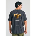 Funky Buddha Graphic Ανδρικό Κοντομάνικο T-Shirt Ανθρακί