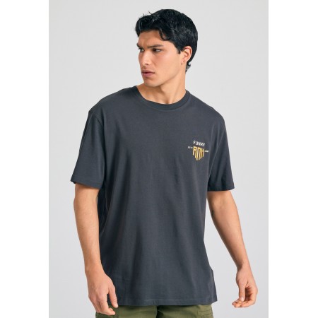 Funky Buddha Graphic Ανδρικό Κοντομάνικο T-Shirt Ανθρακί
