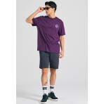 Funky Buddha Graphic Ανδρικό Κοντομάνικο T-Shirt Μωβ