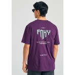 Funky Buddha Graphic Ανδρικό Κοντομάνικο T-Shirt Μωβ