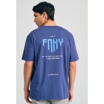 Funky Buddha Graphic Ανδρικό Κοντομάνικο T-Shirt Μπλε