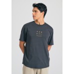 Funky Buddha Text Artwork Ανδρικό Κοντομάνικο T-Shirt Ανθρακί