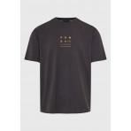 Funky Buddha Text Artwork Ανδρικό Κοντομάνικο T-Shirt Ανθρακί