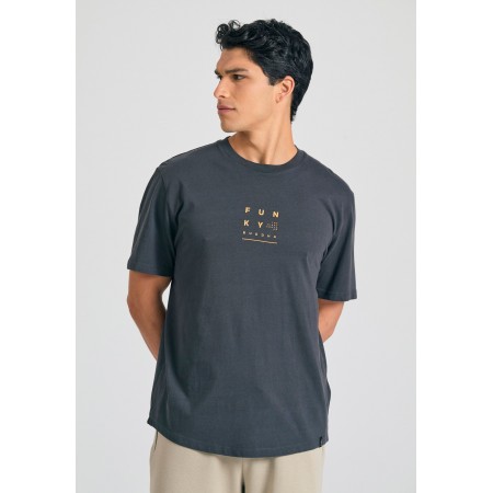 Funky Buddha Text Artwork Ανδρικό Κοντομάνικο T-Shirt Ανθρακί