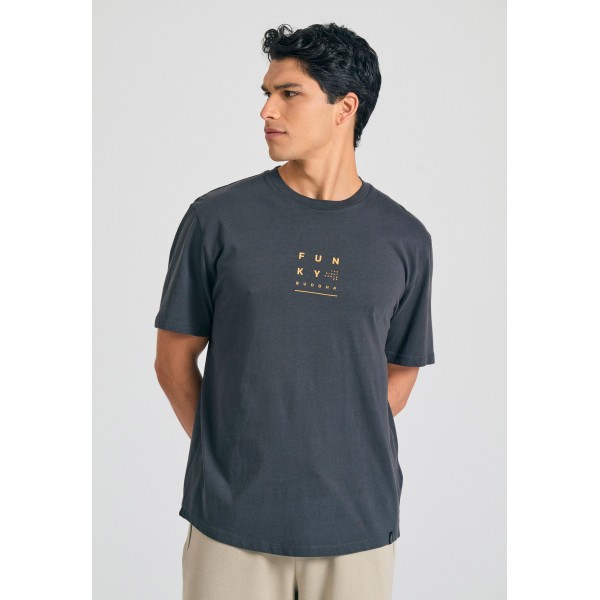 Funky Buddha Text Artwork  T-Shirt Ανδρικό (FBM011-043-04-ANTHRACITE)