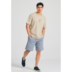 Funky Buddha Text Artwork Ανδρικό Κοντομάνικο T-Shirt Μπεζ