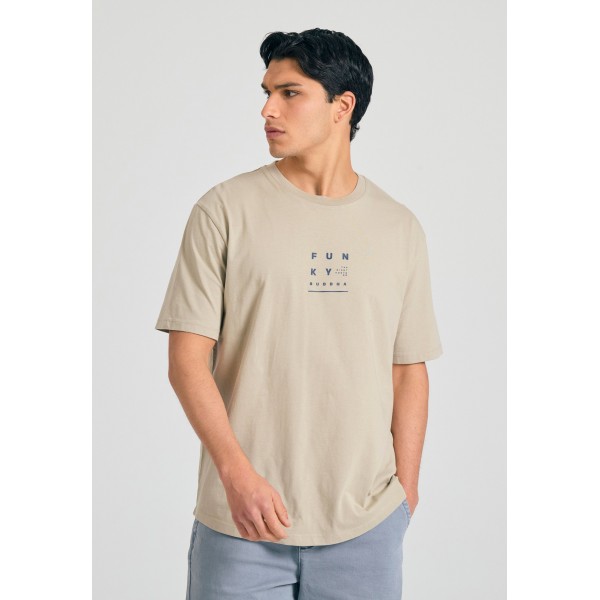 Funky Buddha Text Artwork  T-Shirt Ανδρικό (FBM011-043-04-STONE)