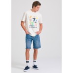 Funky Buddha Ανδρικό Κοντομάνικο T-Shirt Εκρού