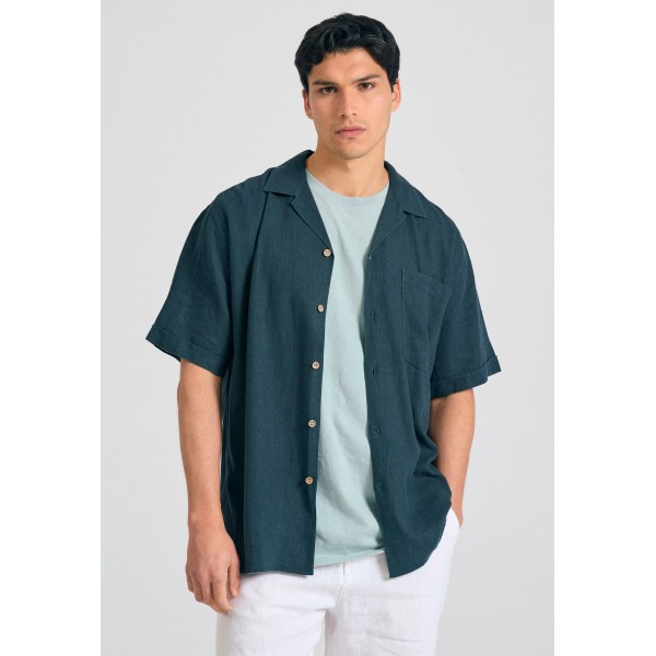 Funky Buddha Πουκάμισο Κοντομάνικο Ανδρικό (FBM011-049-05-DK-TEAL)