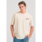 Funky Buddha Ανδρικό Graphic T-Shirt Εκρού
